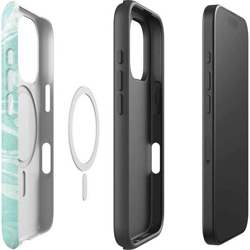Mint Marbling iPhone 16 Pro Magsafe Impact Case